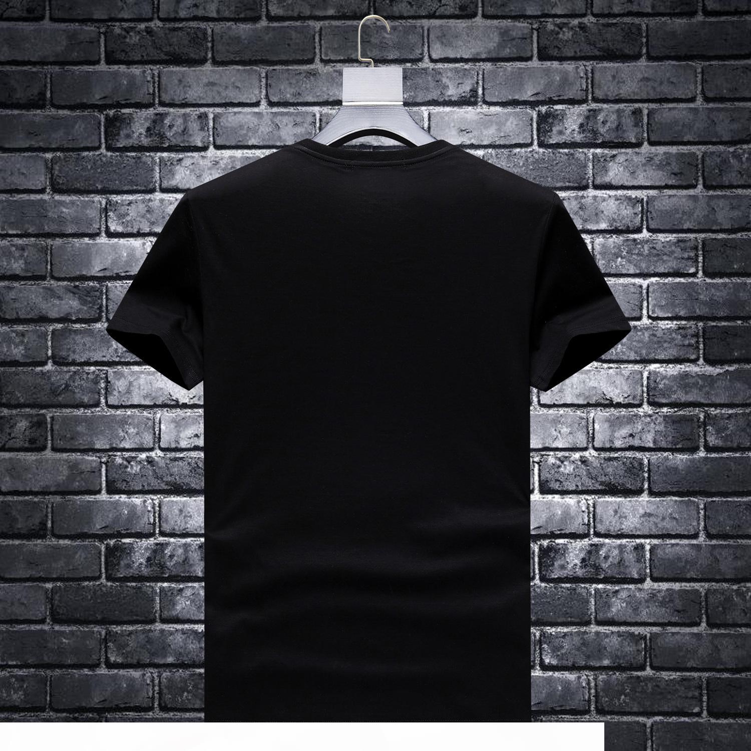 

Fashion brand 2020 new men's all-match large size hot diamond short sleeve T-shirt bright diamond slim all-match handsome T-shirt, White;black