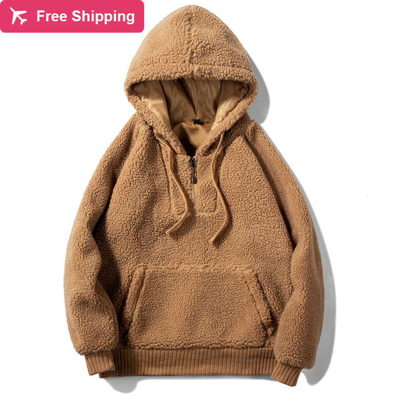 

2021 New Wool Hoodies Warm Men From Skin Male Hoodie Clup, Red jujube