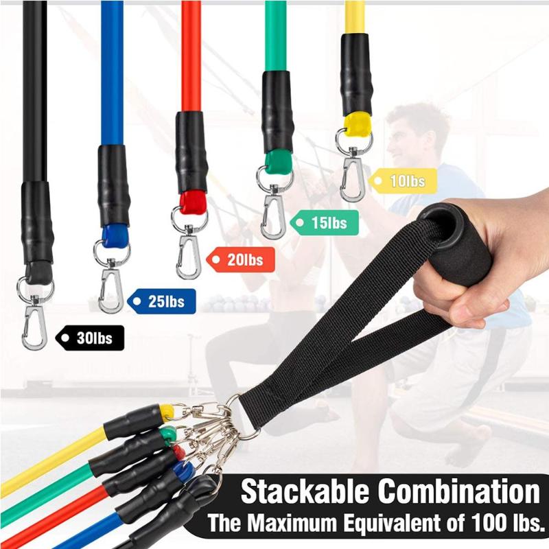 

12pcs/set Fitness Resistance Tube Band Yoga Gym Stretch Pull Rope Exercise Training Expander Door Anchor With Handle Ankle Strap