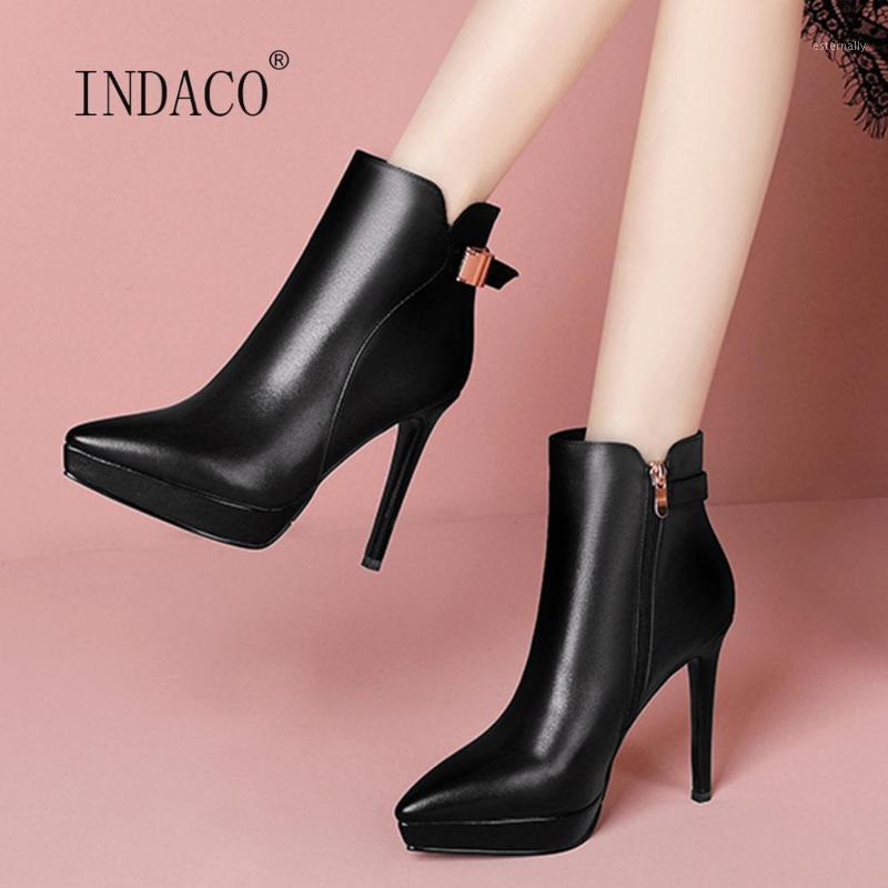 

2020 New Sexy Pointed Toe Ankle Boots For Women Super High Heels 11CM White Boots Winter Women Warm Thin Heels Side Zipper1, Black