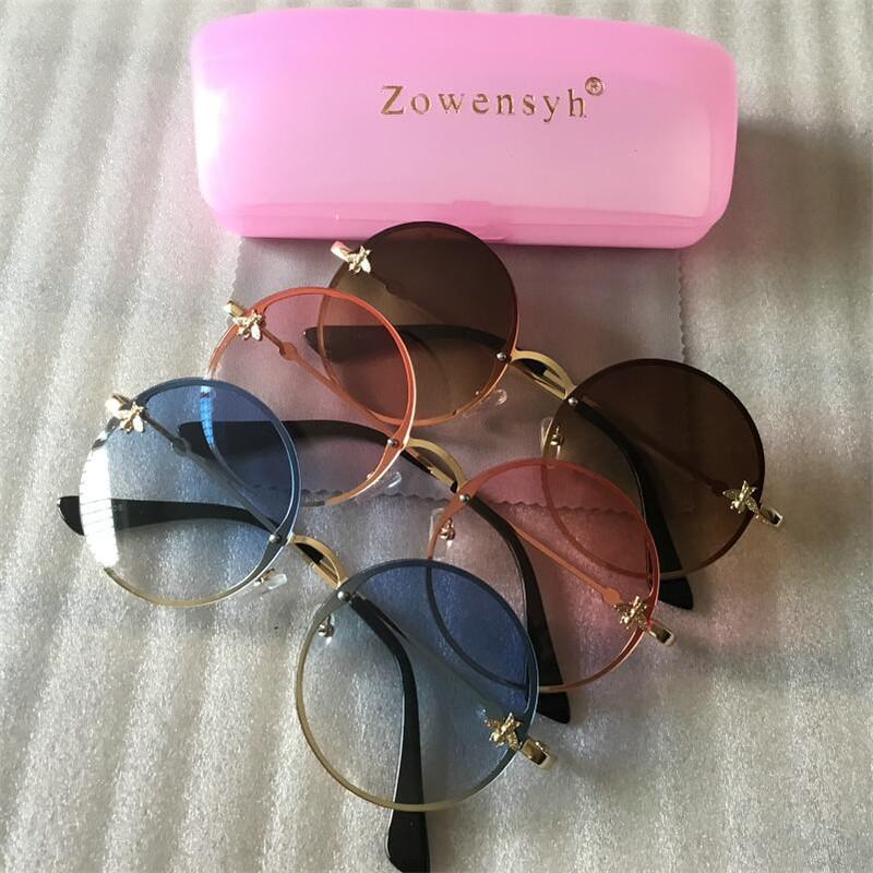

Sunglasses Zowensyh Bee Round Metal Titanium Frames Womens 1808 UV400 Women Sun Glasses Free Shopping