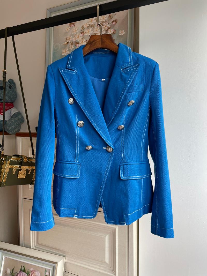 

2021 Spring New Women High Quality Denim Blue Blazer Jacket Female Double Breasted Coat Ddxgz2 12.27