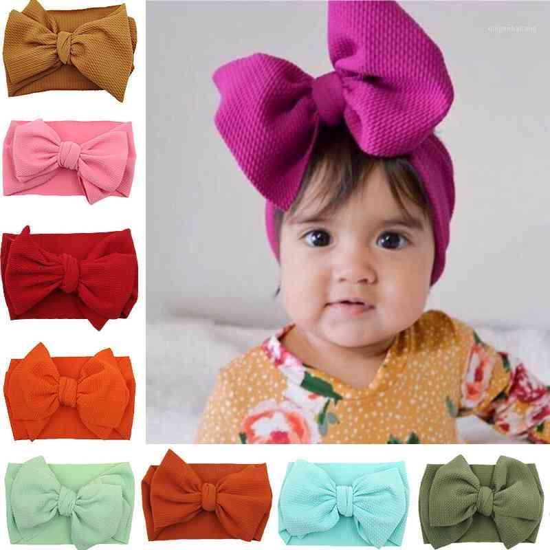 

Cute Big Bow Nylon Baby Headband Solid Color Stretch Turban Kids Hairband Bowknot Headwrap Baby Girl Hair Accessories1, Style 2