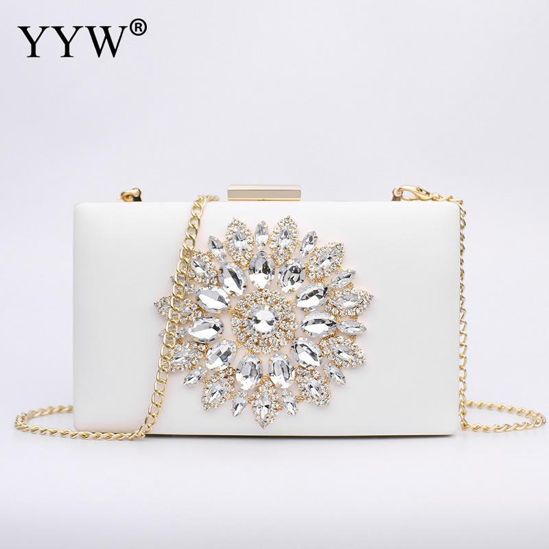 

Evening Party Clutch Bag Fashion Shoulder Bag With Chain Bags Rhinestone Clutches Purse 2020 White Bridal Clutch Sac Main Femme1, Black
