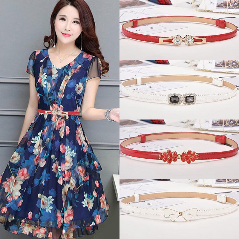 

Leather Adjustable Dress Cummerbunds 26 Colors Flower Students 1PC New Design Belts PU1, Black