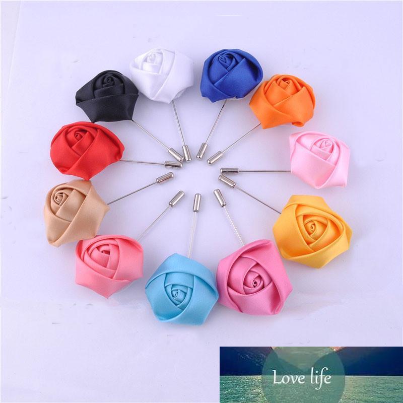 

Wholesale- Wedding Boutonniere Floral Stain Silk Rose Flower 16 Color Available Groom Groomsman Man Pin Brooch Corsage Suit Decoration, White
