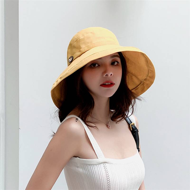

MYZOPER 2020 Fashion New Solid Color Button Visor Women's Hat Casual Tide Foldable Korean Version Summer Hat Adult Cap, Picture color