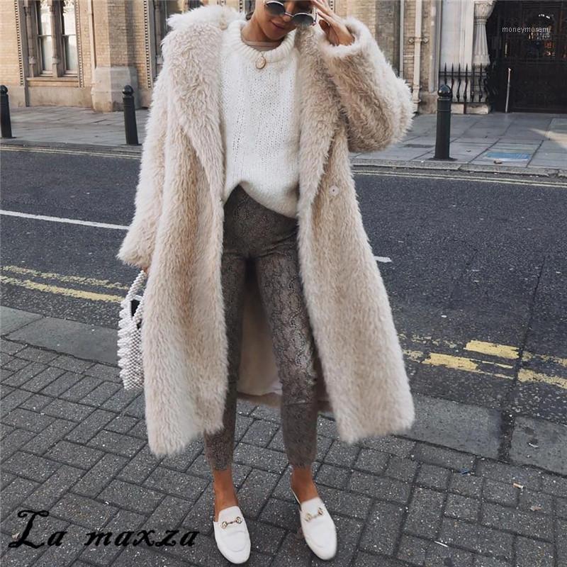 

Korean Style Casual Fashion Faux Fur Long Coat Winter Oversize Warm Clothes Coats 20191, As pic