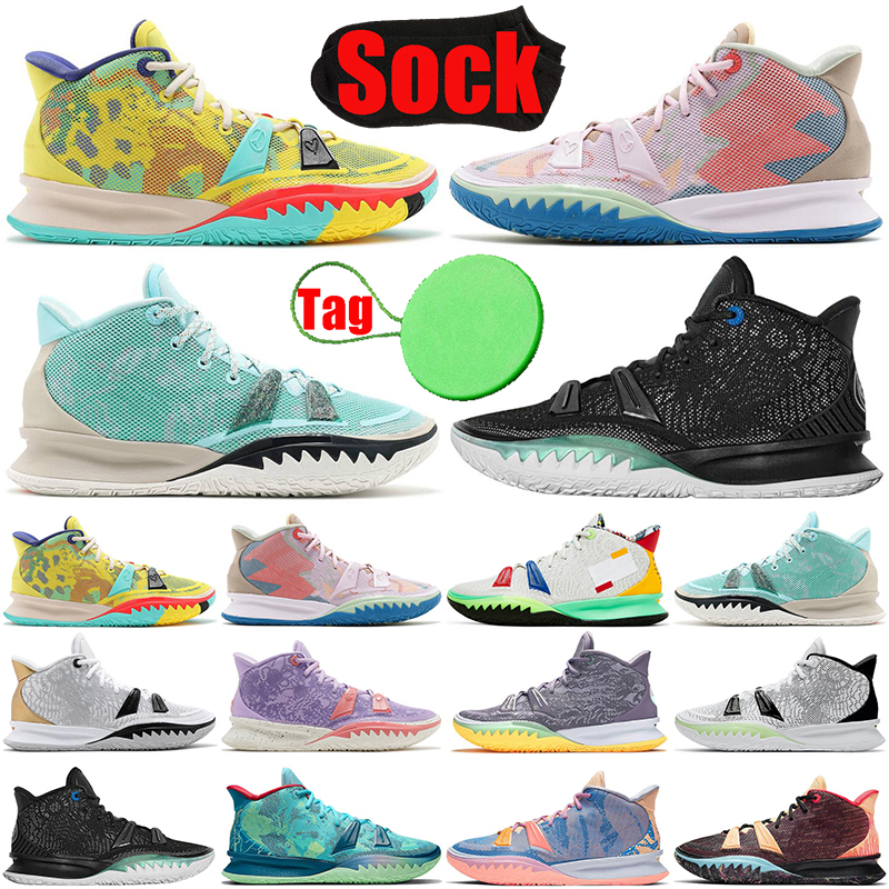 

With Sock Tag Kyrie 7 mens basketball shoes 1 World 1 People Visions Copa BK Black Metallic Daughters Daybreak men trainers sports sneakers fashion, #4 copa