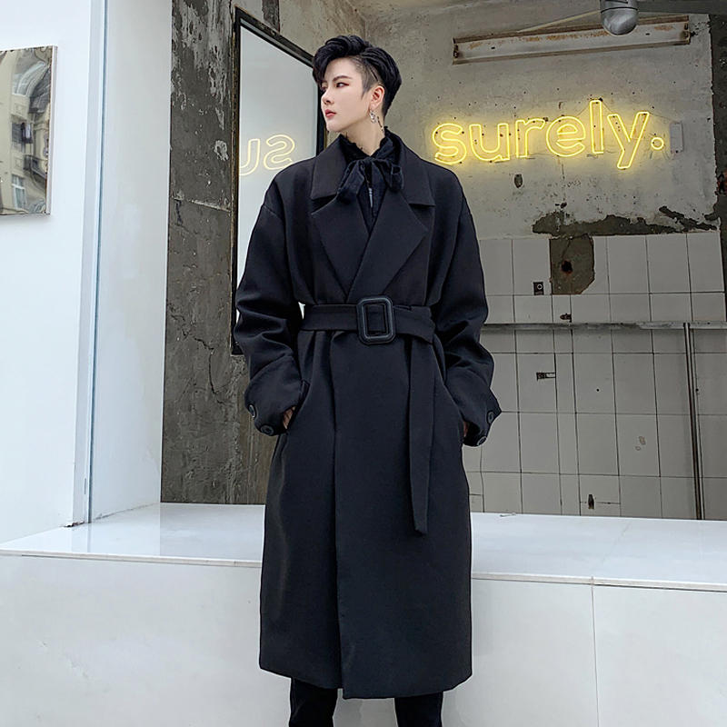

2021 New Autumn Winter Grain Bent in Long Paragraph It Is Taken Loose Hang Feel to Pass Elegant Male Trenchcoat Knee 0SEB, 11