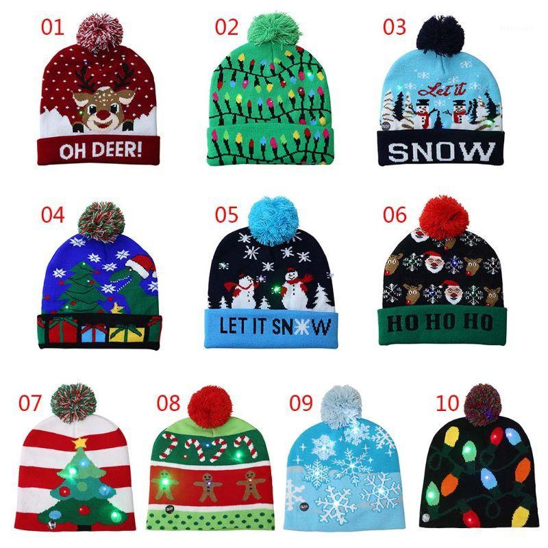 

Christmas LED Knitted Beanie Hat Unisex Winter Snow Men Women Holiday Beanie Cap 634E1