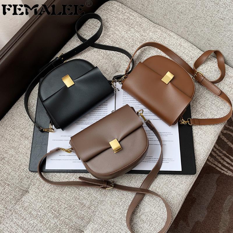 

2021 Korean New Simple Flap Handbags Retro Women Solid Color Crossbody Bolsa Trendy Designer Ladies Fall Winter Shoulder Purses, Black