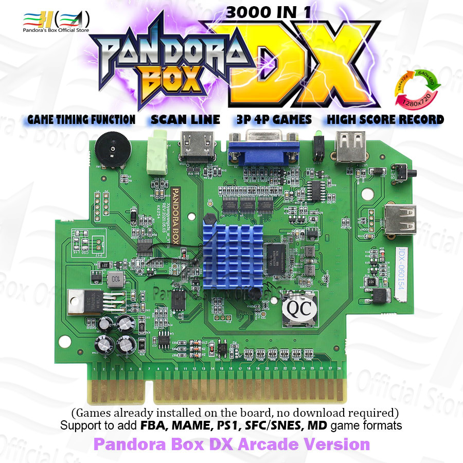 2020 Pandora Box DX 3000 1 carte Jamma arcade hdmi vga cga crt ligne de  balayage peut ajouter FBA MAME PS1 SFC SNES