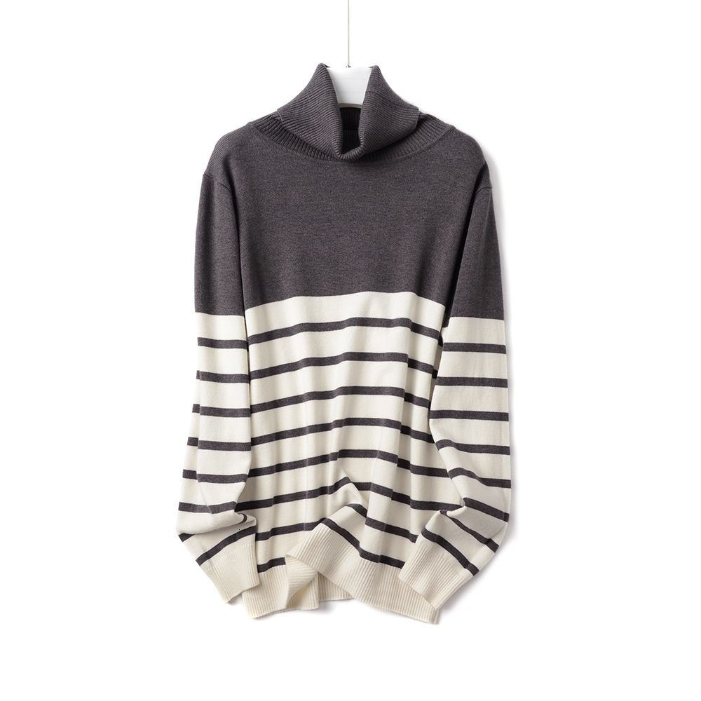 

2021 New Thick Turtlneck Women Striped Streetwear Knitted Pullovers Top Autumn Winter Clothes Christmas Sweater Pull 77ll, Army green