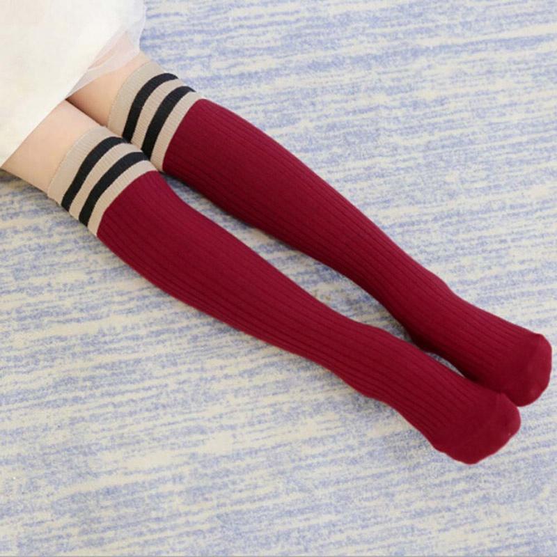 

Spring and Autumn Double-needle Vertical Strips Children's Mid-to-High Stockings Over the Knee Socks Cotton Boys' Socks, Bd