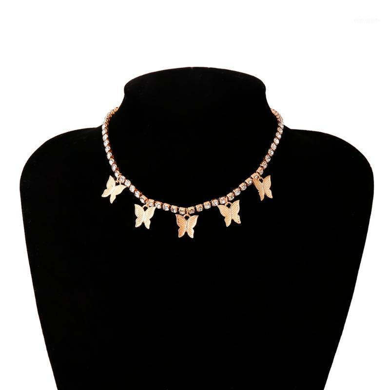 

2020 New Clavicle Necklace Vintage Temperament Metal woman Rhinestone Butterfly Choker Lady Pendant Jewelry fashion Muje A501