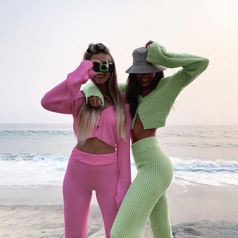 

Cnmyou Autumn and Winter New Beauty Clothing Fashion Cardigan Simple Casual Suit, Green