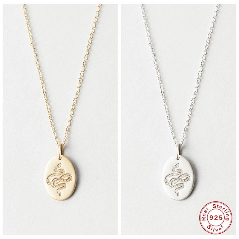 

CANNER Necklace For Women 925 Sterling Silver Snake Round Brand Lady Pendant Chain Choker Necklaces Jewelry Collares