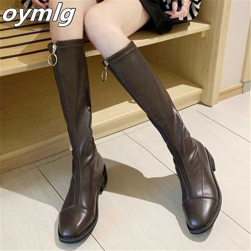 

2020 New Autumn Winter Fashion Sexy Warm Thigh High Boots Women Casual Low Heel Over The Knee Front zip Boots Woman sizes 35-39, Black