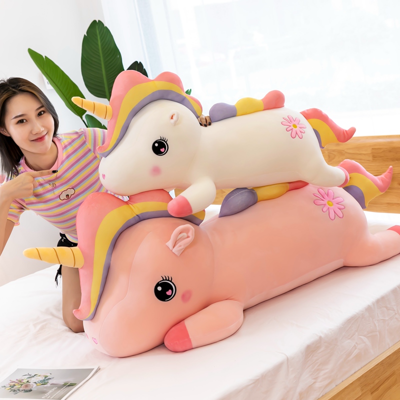 

40/60cm Lovely Rainbow Unicorn Plush Toys Giant Unicornio Stuffed Animal Toy Soft Horse Peluche Doll Pillow Gift for Children, White