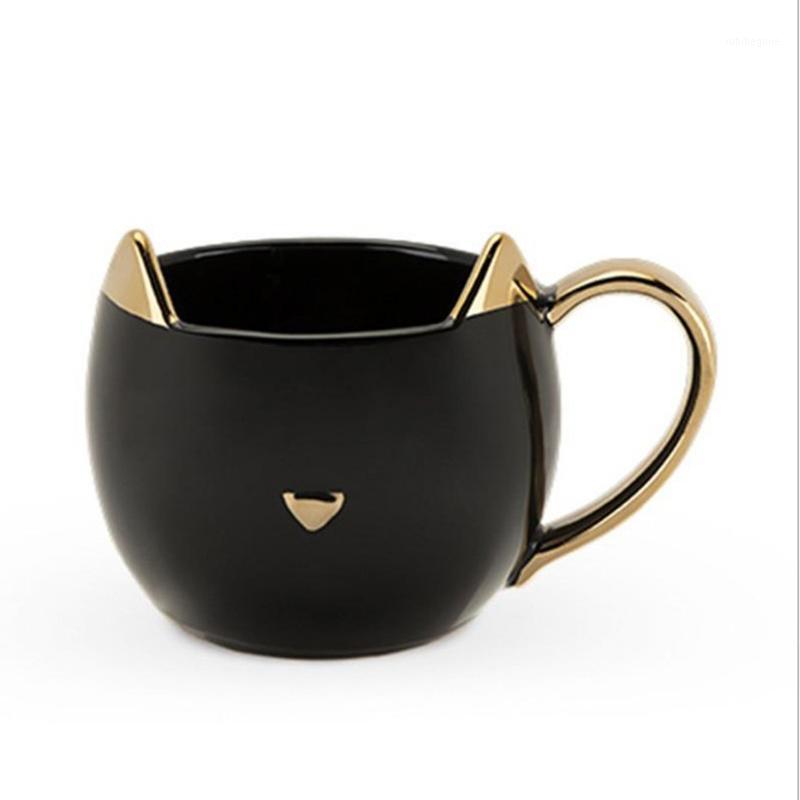 

350ml New Arrival Creative 3D Cat ears Ceramic Mug Cute Cat Coffee Cup Milk Cup Couples Tumblers Free Shipping1, Black