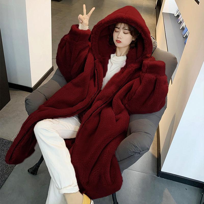 

Winter Women High Quality Coat Luxury Long Fur Coat Loose Lapel OverCoat Thick Warm Plus Size Female Plush Coats M903, Green