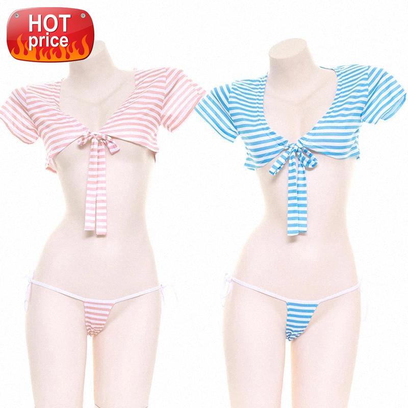 

Kawaii Lingerie Japanese Sexy Blue Pink Pajamas for Women Lolita Sleepwear Cute Underwear Sexy Nightwear Two Piece Set Summer #Po0b, Black;white
