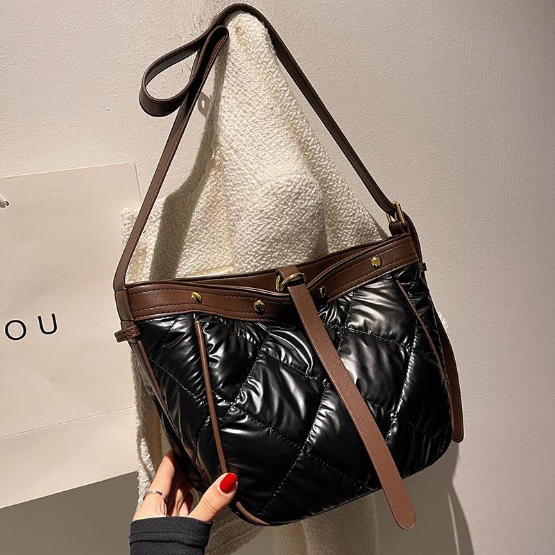 

Evening Bags Casual Nylon Quilted Padded Large Tote Women Shoulder Designer Down Cotton Crossbody Bag Big Buckets Shopper Purses 2022