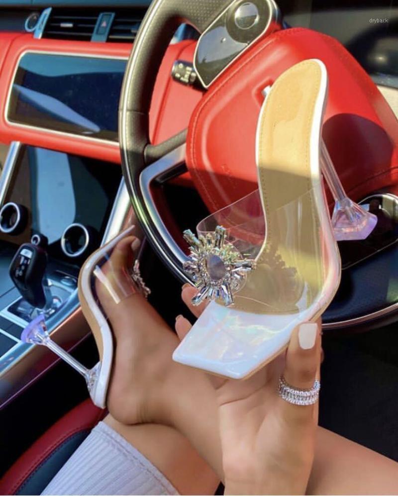 

2021 European and American Style Rhinestone Buckle Transparent Sandals for Women Sandals Women Shoes for1, Silver