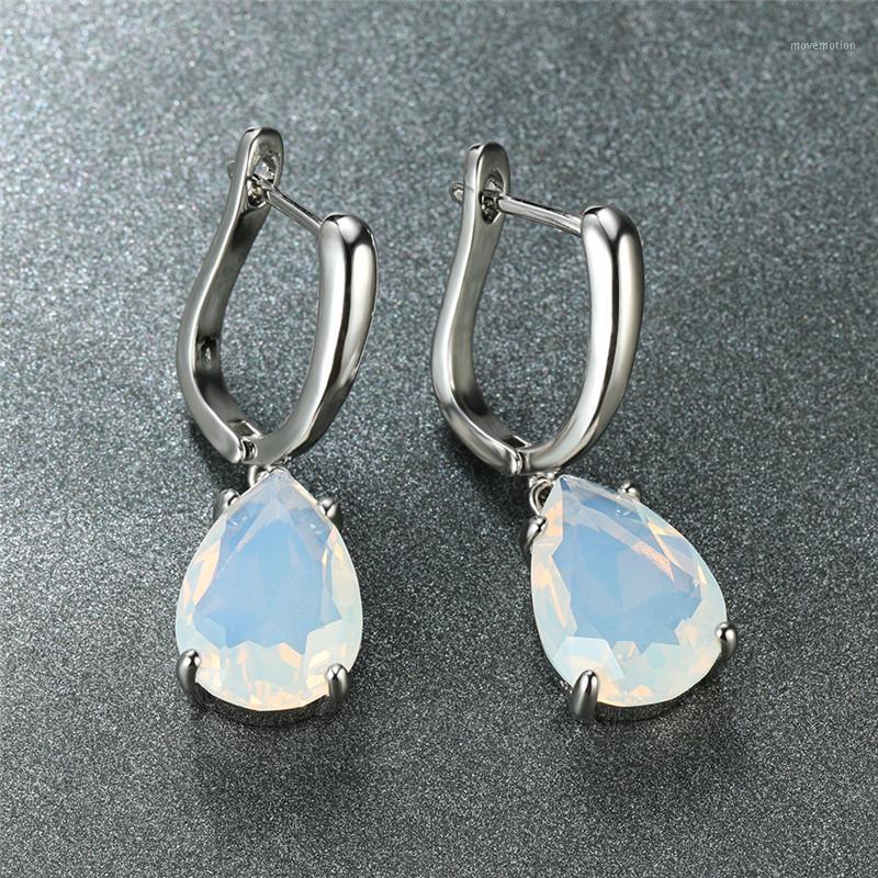 

Vintage Fashion Moonstone Water Drop Earrings For Women Rose Gold/Silver Color White Opal Stone Dangle Earrings Wedding Jewelry1