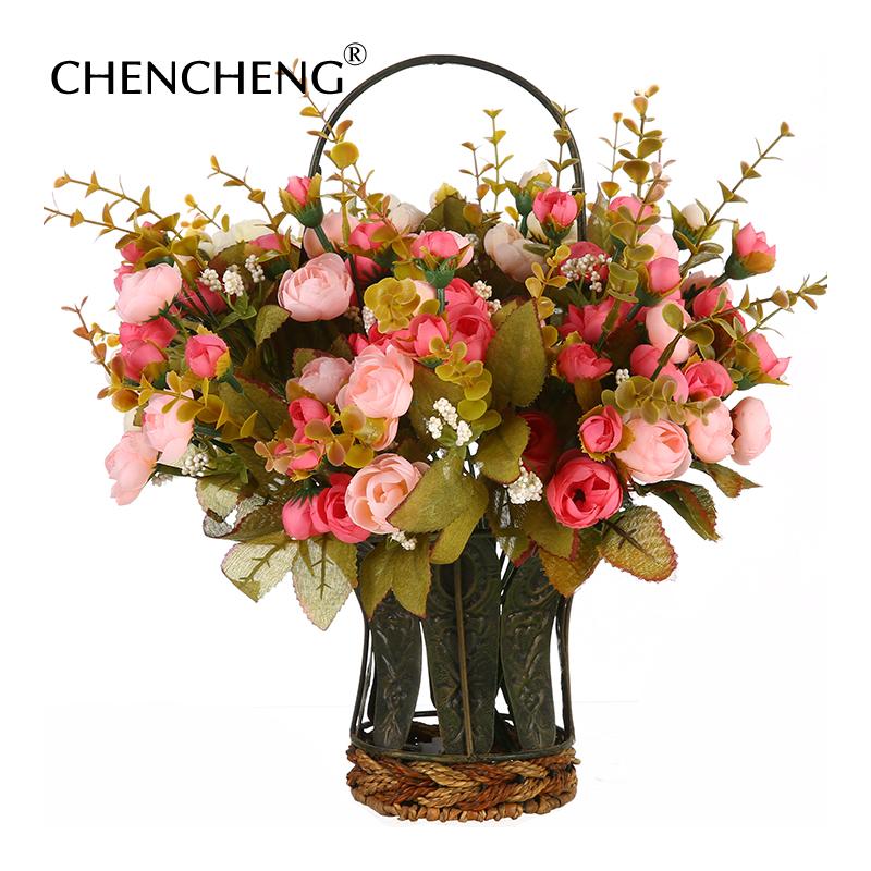 

CHENCHENG 1 Piece 32 cm Silk Artificial Rose Bud Bouquet Bridal Flower Wedding Decoration Flowers Home Party Fall Decoration, 01