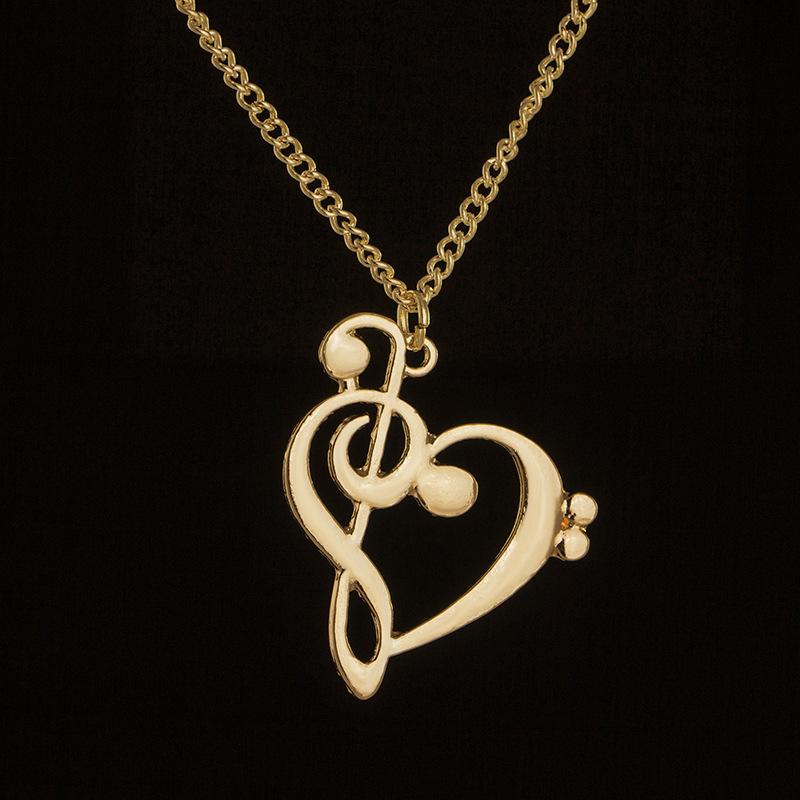 

Fashion heart notes necklace hollow heart notes collarbone chain necklace