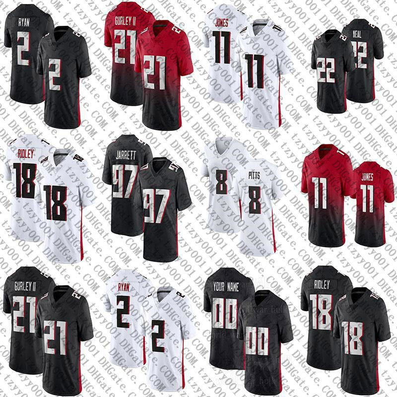 

8 Kyle Pitts 18 Ridley 11 Julio Jones Custom Football jerseys 2 Matt Ryan 97 Grady Jarrett 21 Todd Gurley II 45 Deion Hayden Hurst Alex Mack Mens Womens Youth