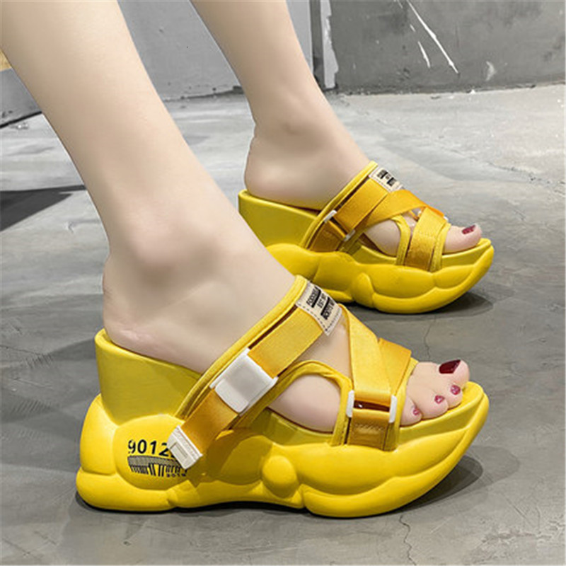 

Women 2021 New Will See Off Flip Flops Chunky Open-toed Breathable Deep Soles Thick Sandals White Women's Beach Shoes PD2Z, Red