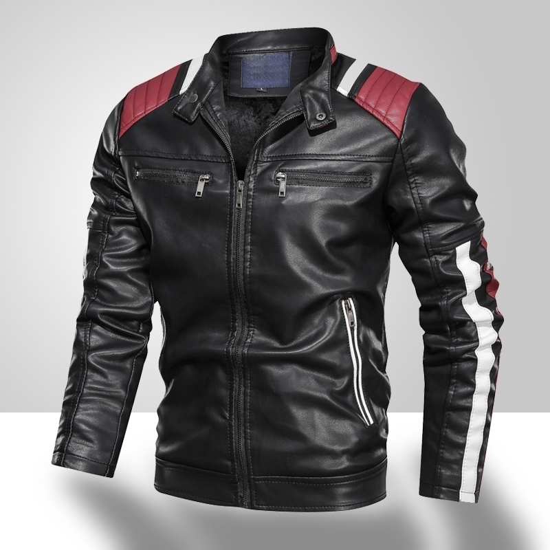 

Autumn Winter New Men's Leather Jackets Men High-quality Faux Leather Coats Male Motorcycle Plus Velvet Warm PU Outerwear 201124, Mg9016 red