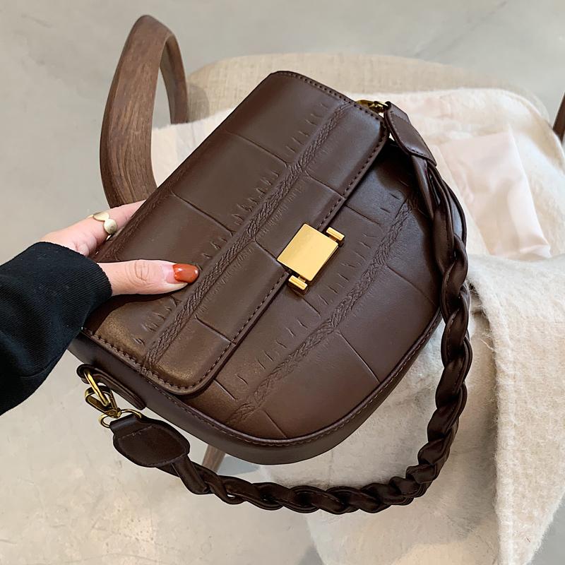 

Crocodile pattern 2021 New Quality PU Leather Women's Designer Handbag Weave Shoulder strap Shoulder Messenger Bag, Black