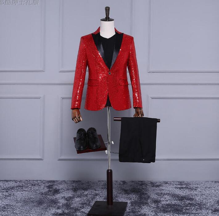

Red blue gold men blazer designs masculino homme terno stage costumes for singers men sequin blazer dance clothes jacket dress