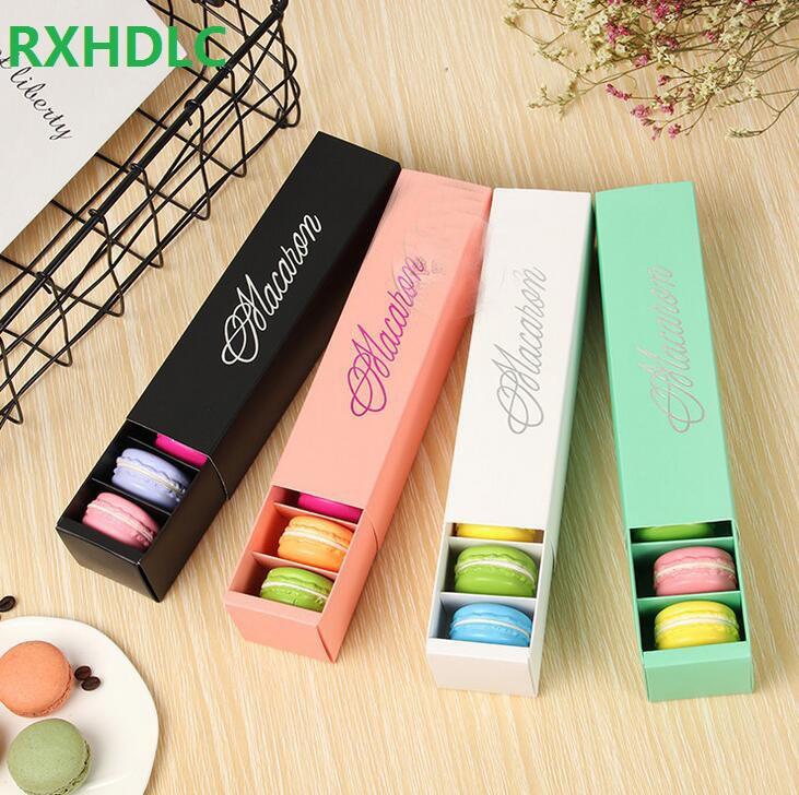 

6 PCS 6 cavities hot stamping pastry packaging macarons boxes drawer cake box chocolate baking packaging gift box for Wedding