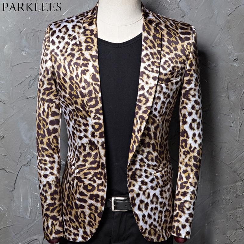 

Leopard Print Blazer Jacket Men Male Casual Regular Fit Cheetha Printed Suit Coats Singer DJ Bar Stage Rock Costume Jacket Homme, 5-red face