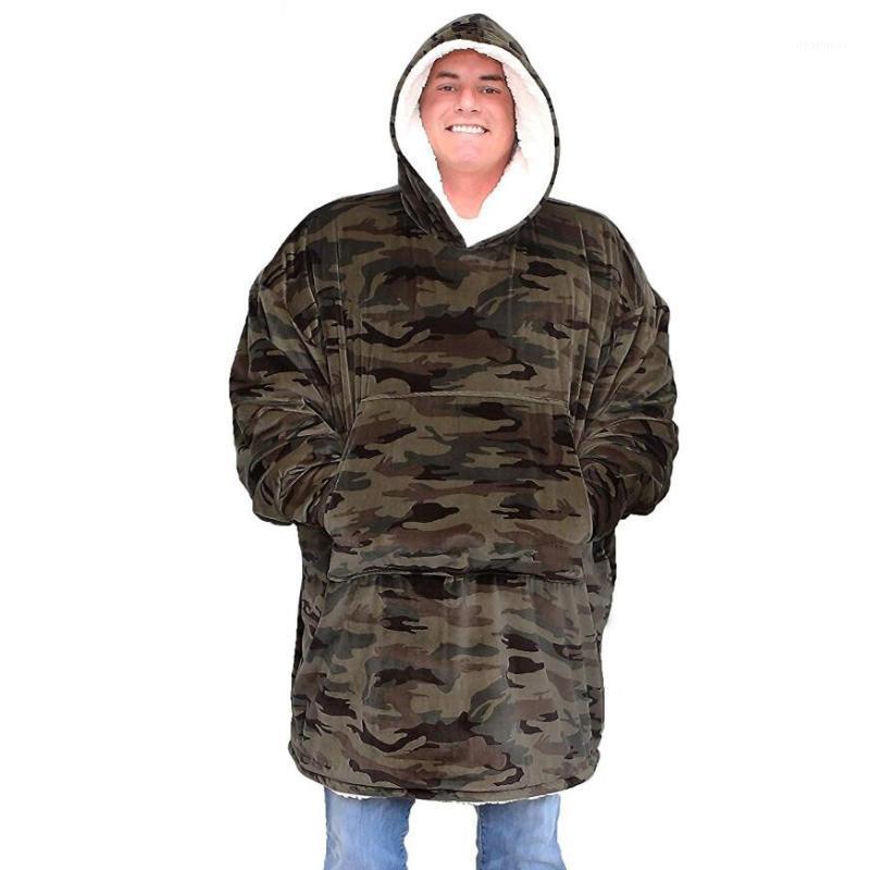 

Camouflage Fleece Sherpa Blanket with Sleeves Super Huge Warm Outdoor Pocket Hoodie Adult Winter Hooded TV Blankets Sweatshirt1