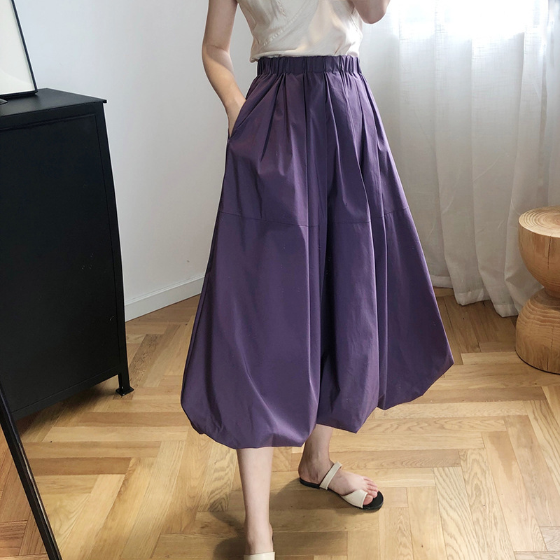 

2021 New High Ball Gown Elegant Stretch Waist Ladies White Skirt with Pocket Jupe Femme Saia Women Skirts Hlkk, Black