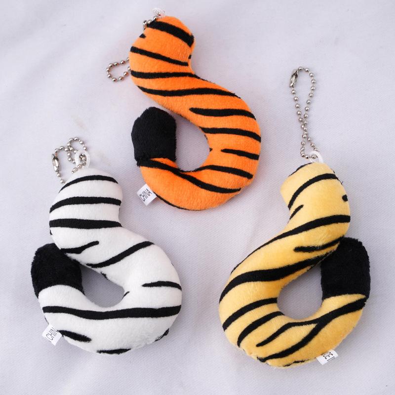

Keychains Plush Toys Pendant Simulation Cute Tiger Tail Stuffed Animal Toy Child Play Prop Novelty Keychain Gift 9CM, Silver