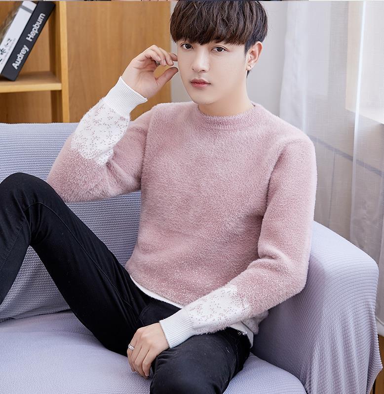 

2020 New Autumn Winter Thick Warm Sweater Men's Long-sleeved High Collar Solid Color Sweater 408t, 408t-01