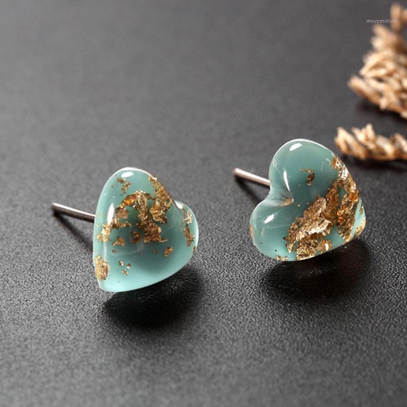 

European and American Popular Hot Green Heart-shaped Earrings Women's Engagement Earrings Trendy 2020 Whole Sale1