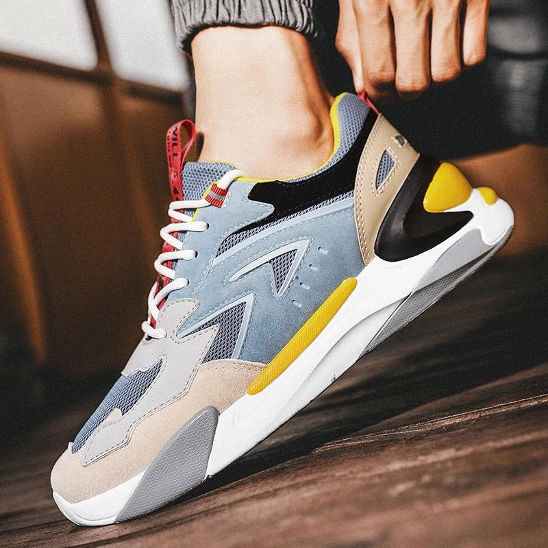 

Hot Style New Men's Fashion Sneakers Breathable Lace Up Mesh Shoes Fashion Lightweight Casual No-slip Outdoor Jogging Shoes #h03s