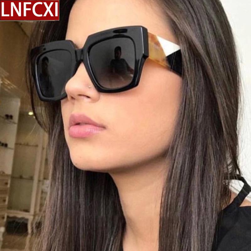 

LNFCXI Fashion Oversized Design Square Sunglasses Women Vintage Gradient Big Frame Sun Glasses for Female Eyewear