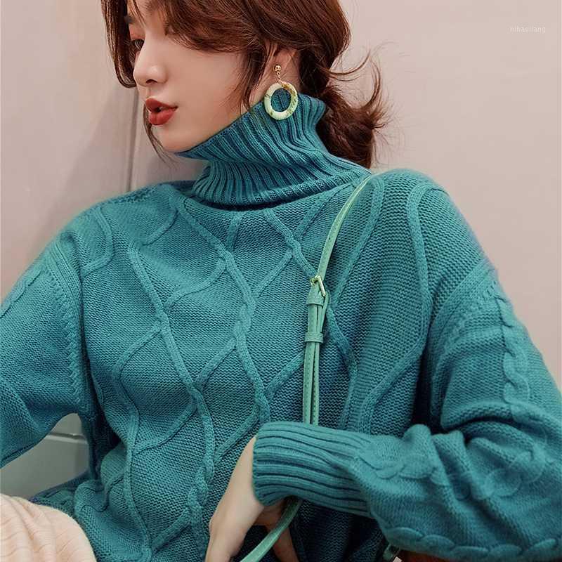 

Ladies Jumpers 100% Cashmere and Wool Knitted Sweaters for Women 2020 Turtleneck 4Colors Thick Pullovers Clothes1, Beige