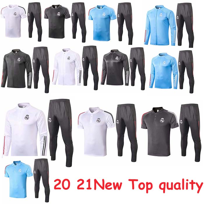 

Top Thai Quality 20 21 REal MAdrid tracksuit soccer jacket full zipper tracksuit 20 21 Polo shirt +pants Maillot jersey training tracksuit, Black