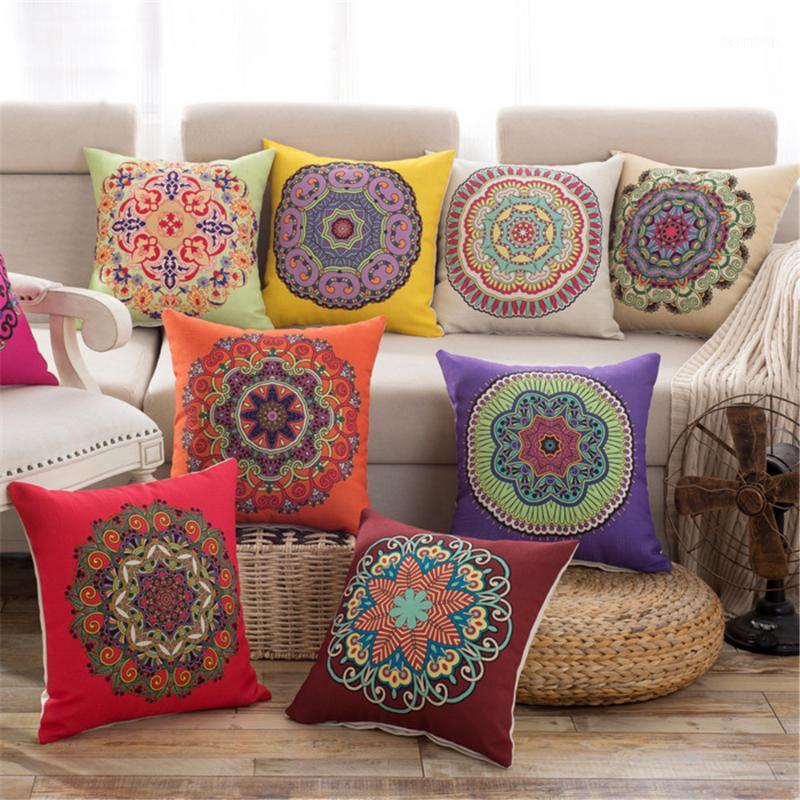 

High Quality Mandala Floral Cushion Covers 45x45 CM Home Bohemian Decorative Pillow Cases Sofa Car Seat Pillows New Year Decor1, Pattern 4