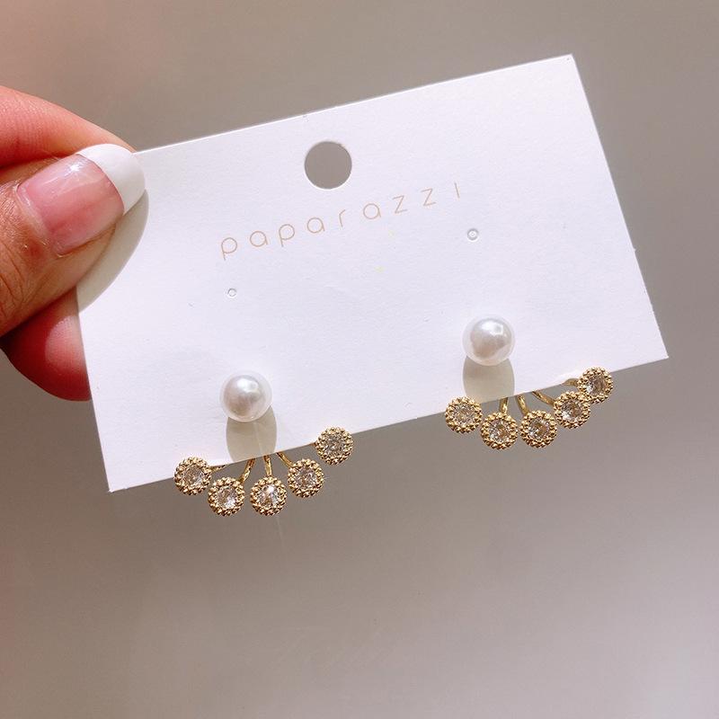 

2020 New Arrival Korean Trendy Geometric Crystal Stud Earrings For Women Simulated Pearl Fashion Jewelry Oorbellen Gift